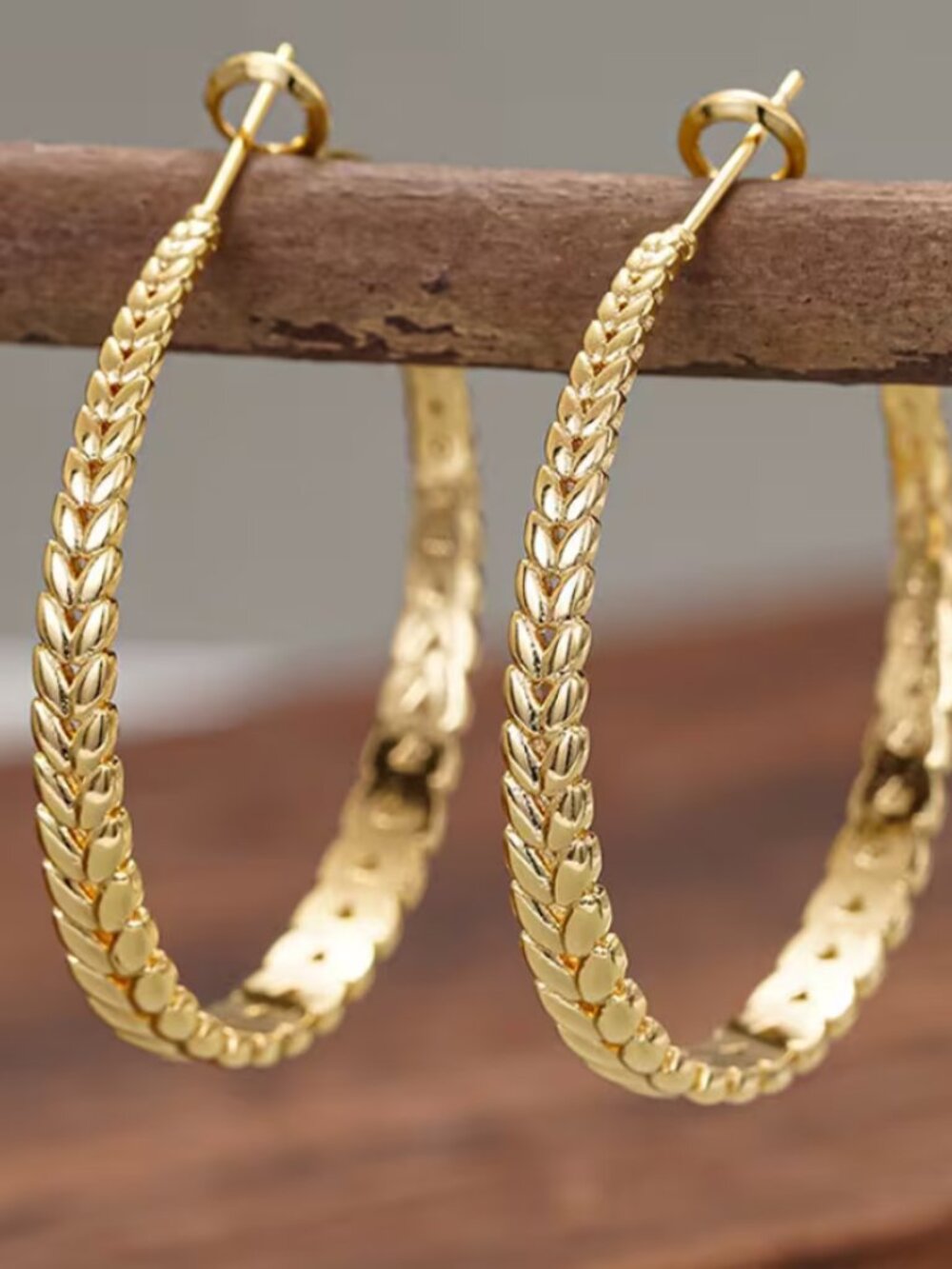 14K Gold Womens 1.5" Large Etched Hoop Earrings Ladies 14 K Silver Hoops Jewelry
